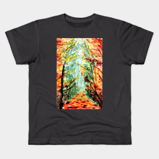 Fall in the forest watercolor pattern Kids T-Shirt